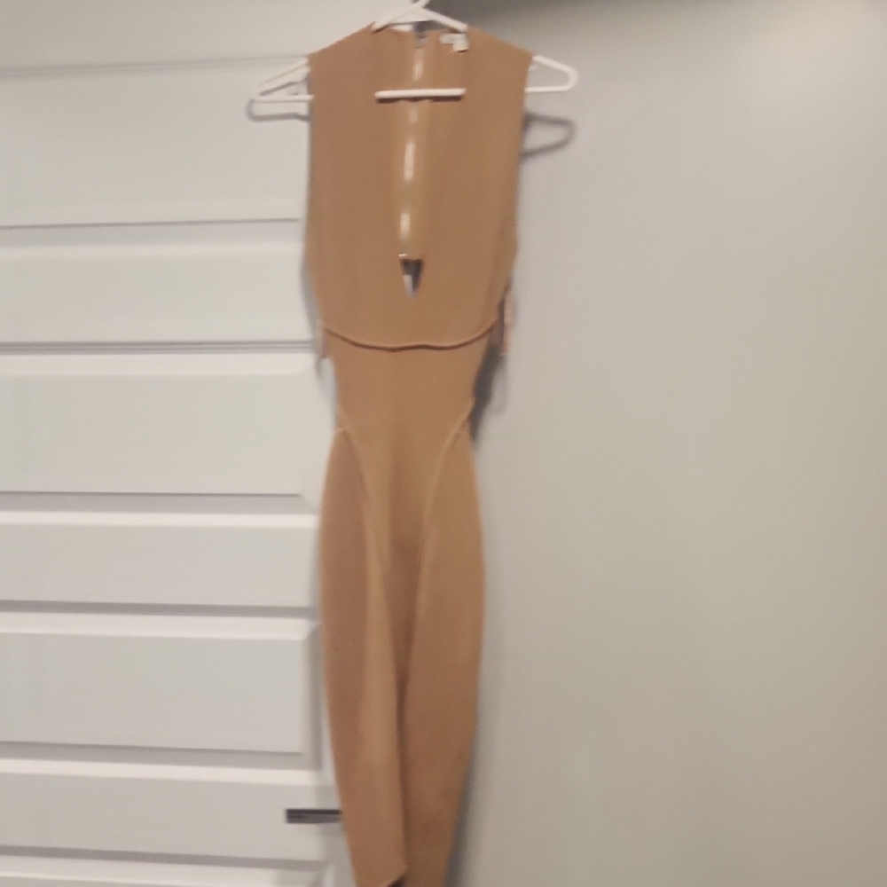 Ronny Kobo Tan Sleeveless Lower Backless Dress